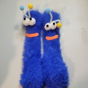(Set of 2) Shaggy Blue Monster Plush Rice Socks
